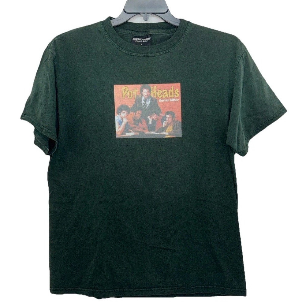 Serial Killer Potheads/Welcome Back Kotter T-Shirt 70's Vintage Mens L Green